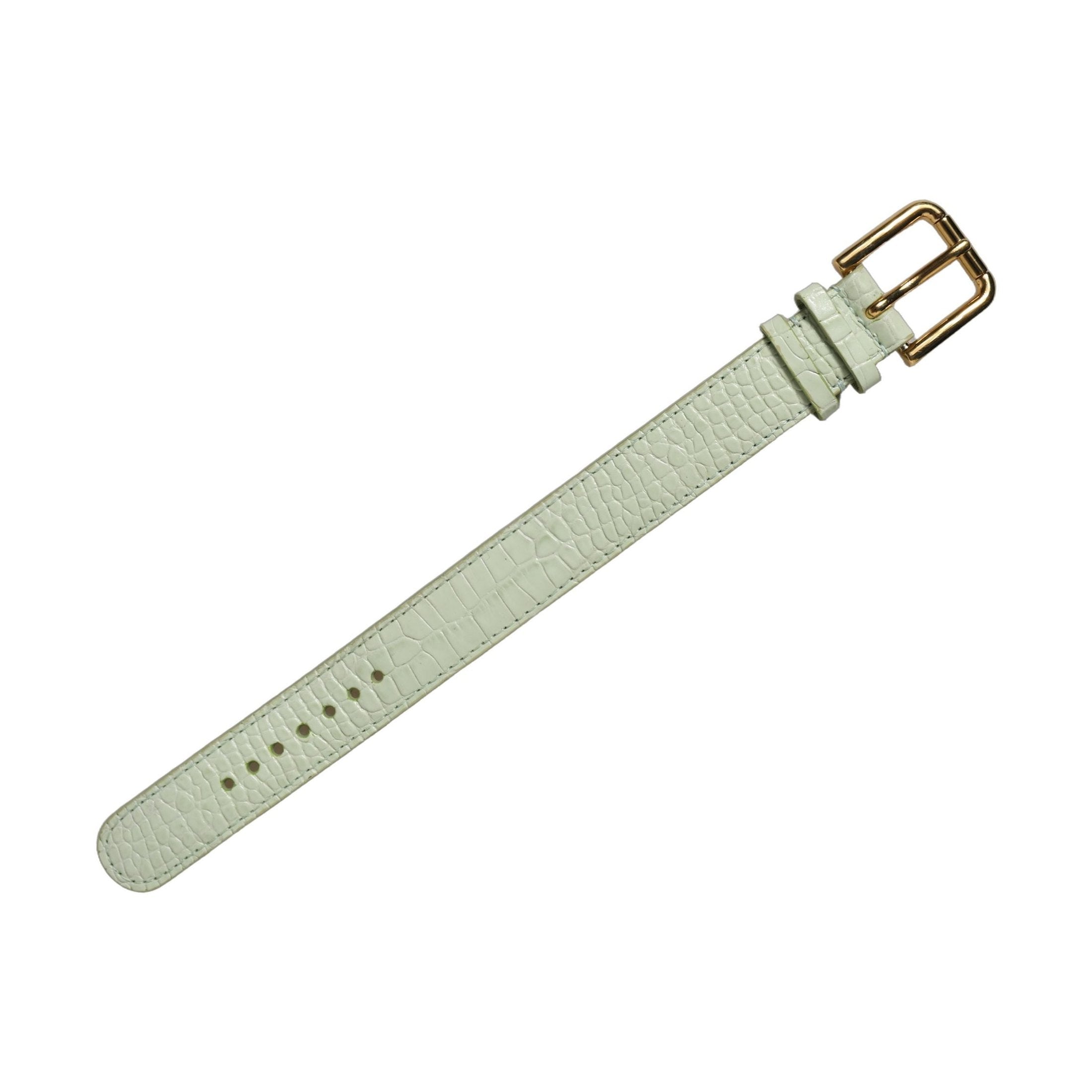 Dolce & Gabbana Green Embossed Leather Gold Buckle Belt Strap Bracelet