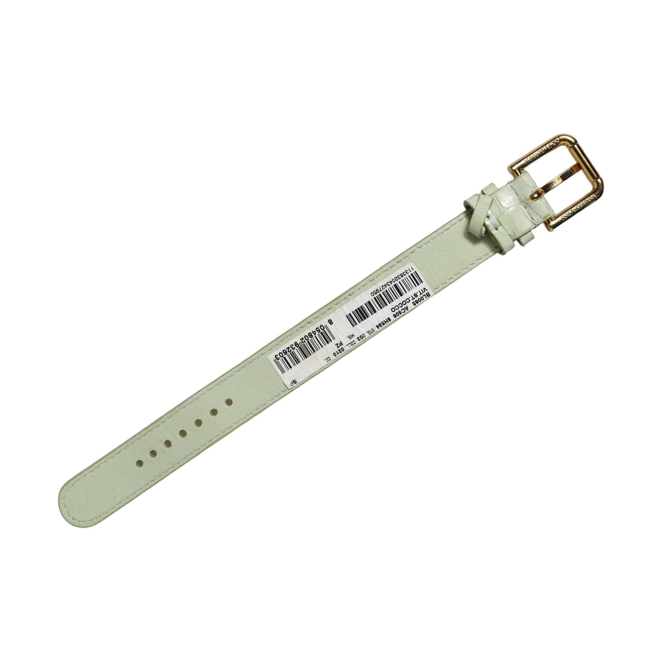Dolce & Gabbana Green Embossed Leather Gold Buckle Belt Strap Bracelet