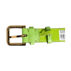 Dolce & Gabbana Green Textured Leather Gold Buckle Belt Strap Bracelet