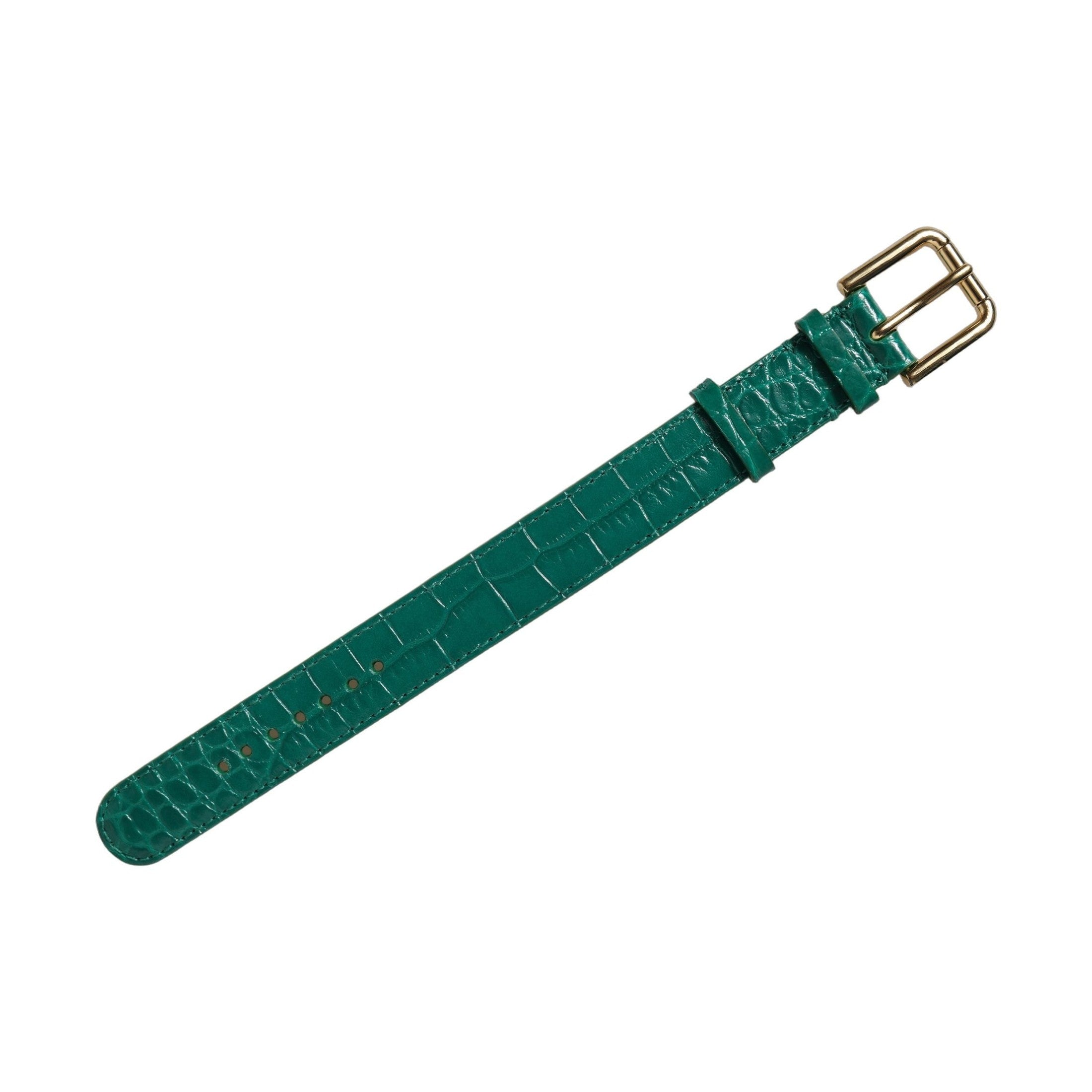 Dolce & Gabbana Green Embossed Leather Gold Buckle Belt Strap Bracelet