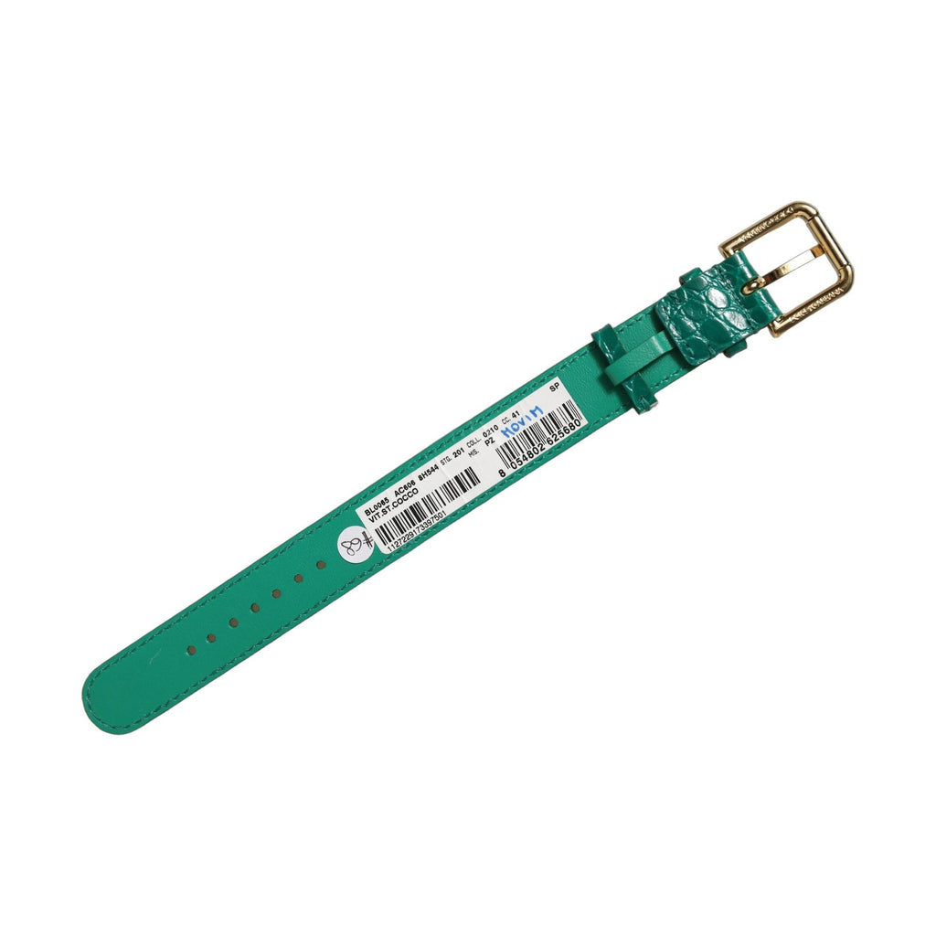 Dolce & Gabbana Green Embossed Leather Gold Buckle Belt Strap Bracelet