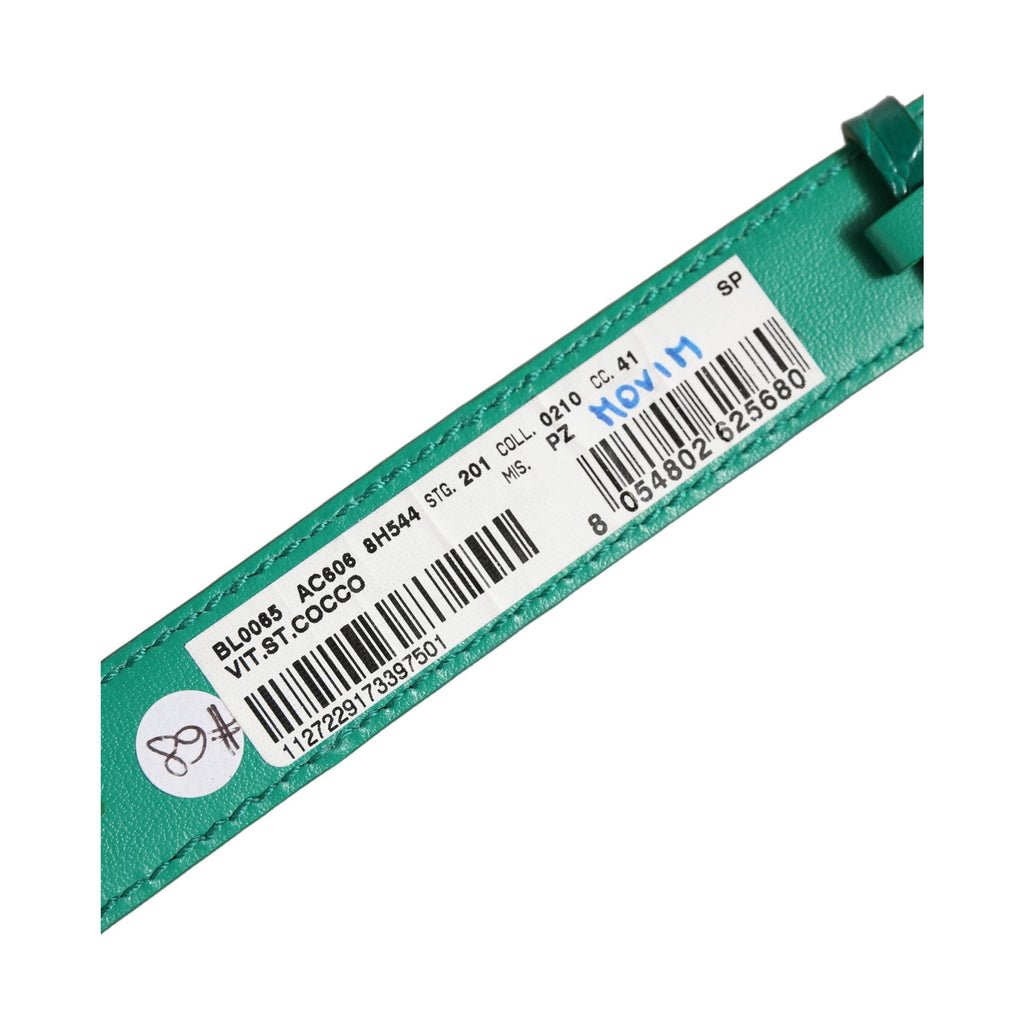 Dolce & Gabbana Green Embossed Leather Gold Buckle Belt Strap Bracelet