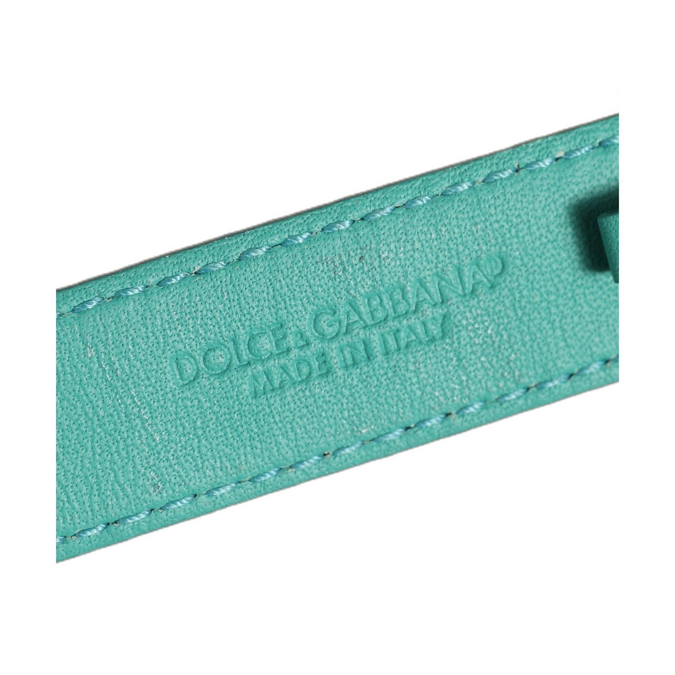 Dolce & Gabbana Blue Embossed Leather Gold Buckle Belt Strap Bracelet