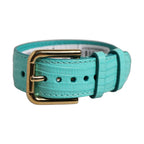 Dolce & Gabbana Blue Textured Leather Gold Buckle Belt Strap Bracelet