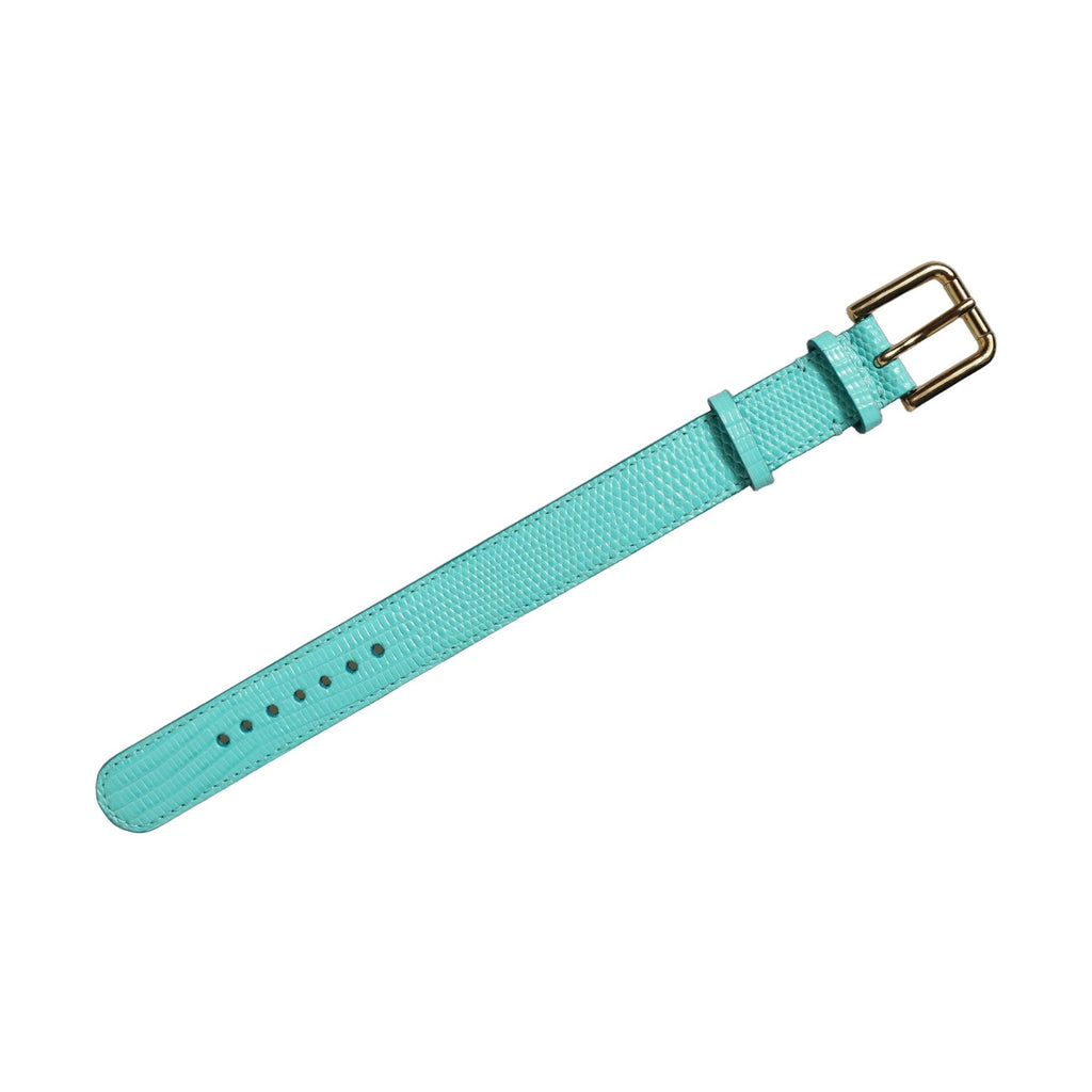 Dolce & Gabbana Blue Textured Leather Gold Buckle Belt Strap Bracelet
