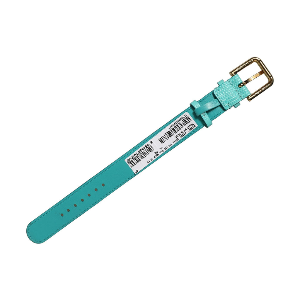 Dolce & Gabbana Blue Textured Leather Gold Buckle Belt Strap Bracelet