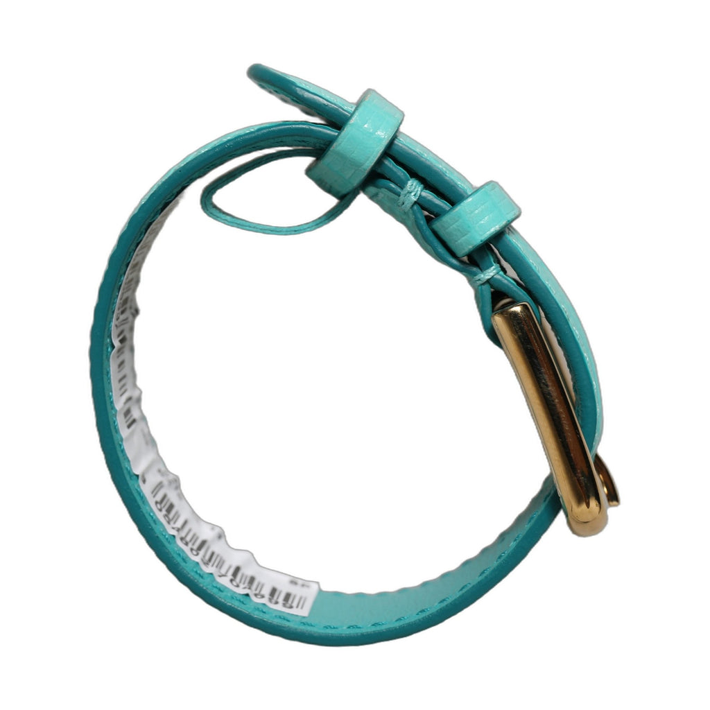 Dolce & Gabbana Blue Textured Leather Gold Buckle Belt Strap Bracelet