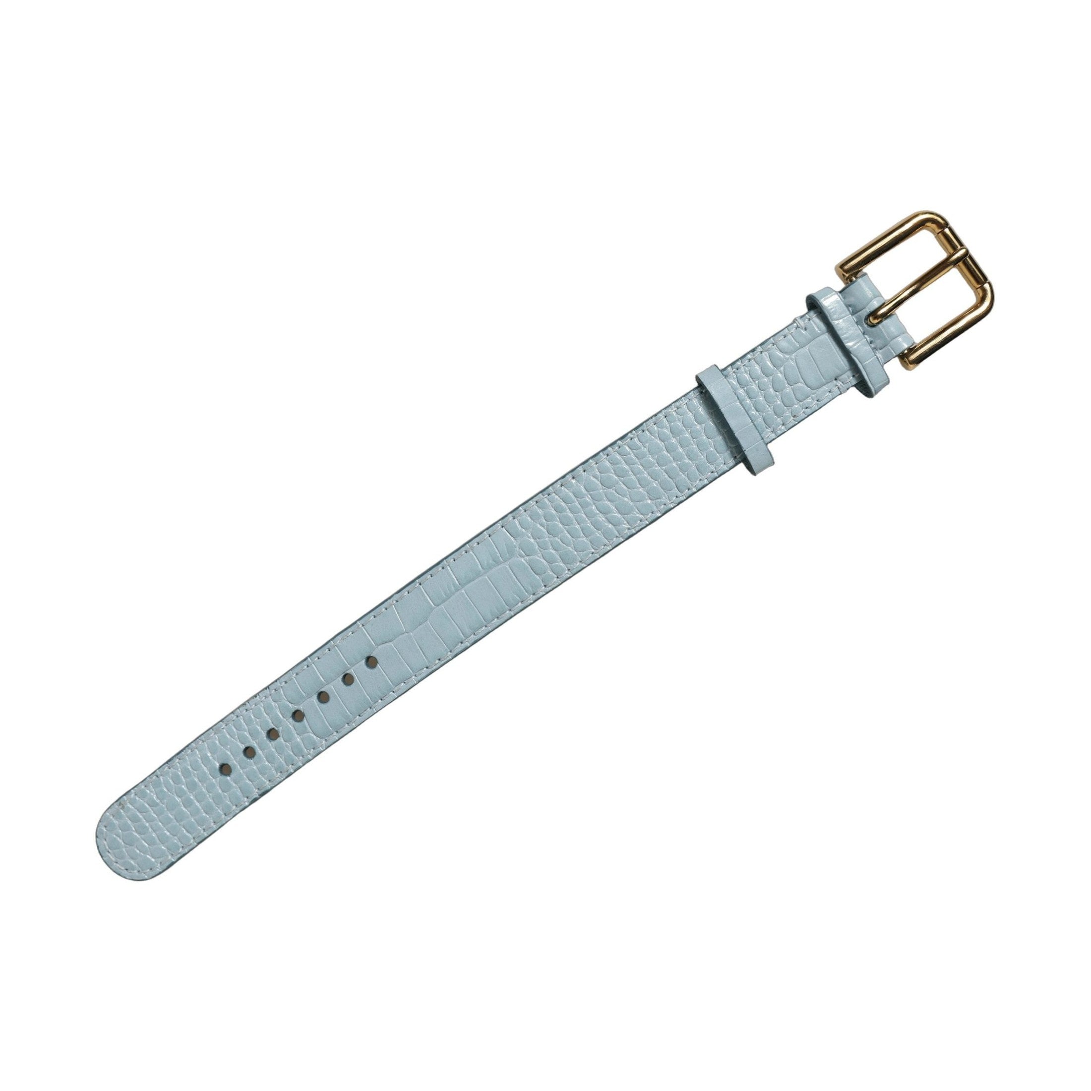Dolce & Gabbana Blue Embossed Leather Gold Buckle Belt Strap Bracelet