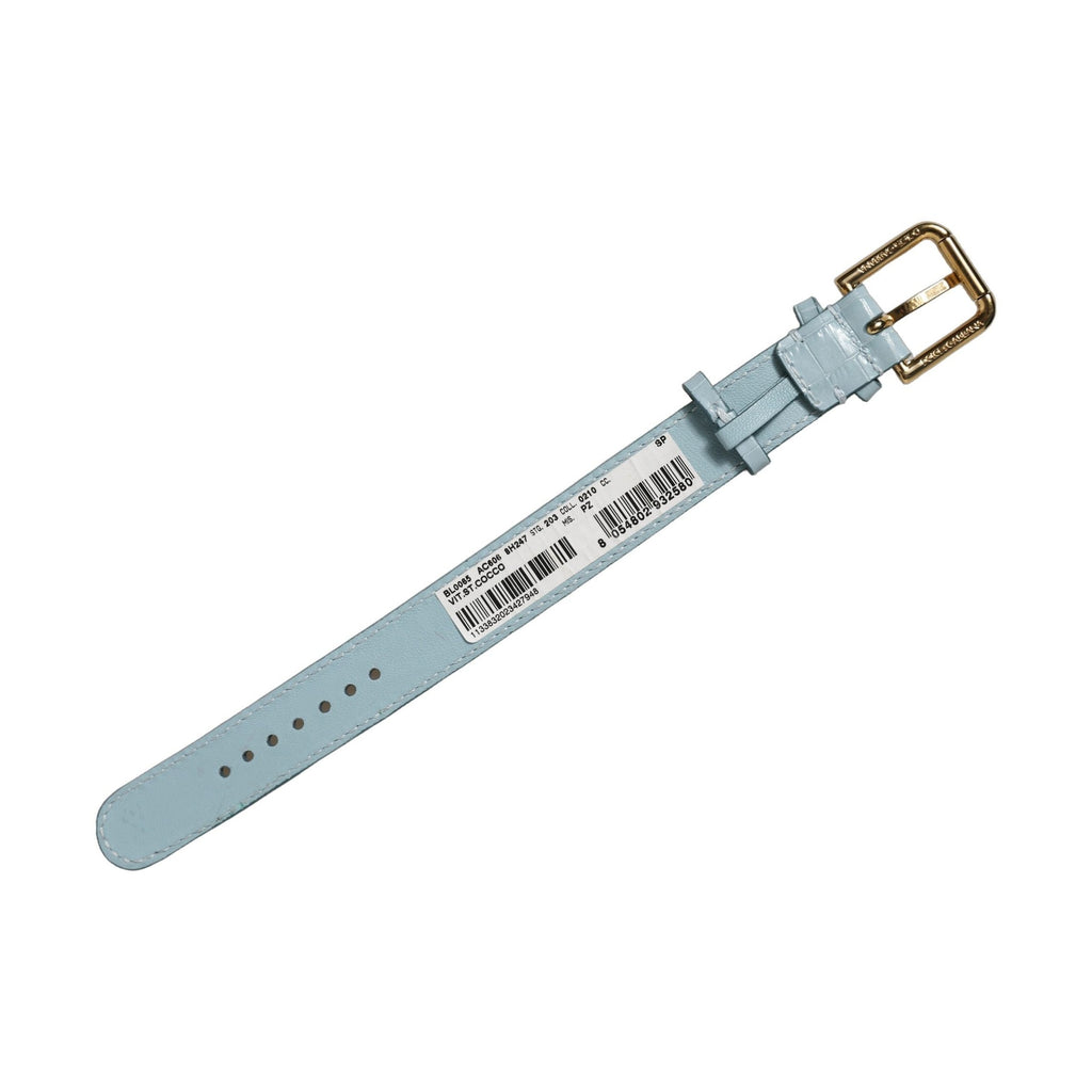 Dolce & Gabbana Blue Embossed Leather Gold Buckle Belt Strap Bracelet