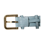 Dolce & Gabbana Blue Embossed Leather Gold Buckle Belt Strap Bracelet