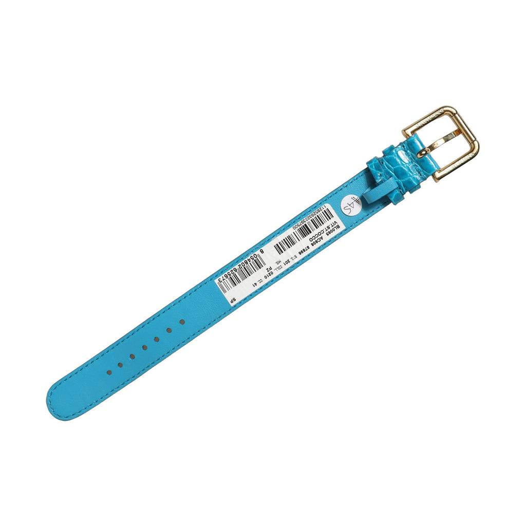 Dolce & Gabbana Blue Embossed Leather Gold Buckle Belt Strap Bracelet