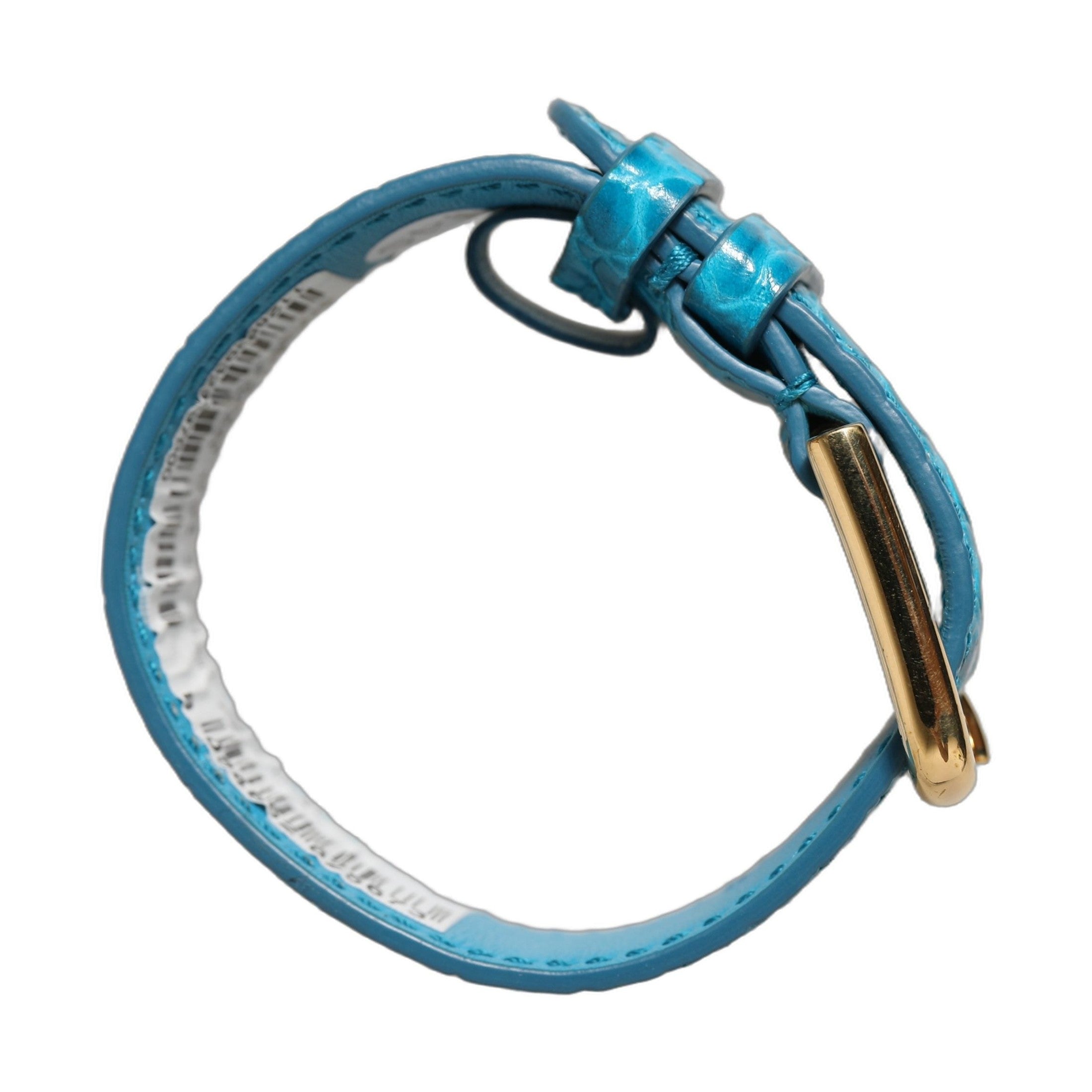 Dolce & Gabbana Blue Embossed Leather Gold Buckle Belt Strap Bracelet