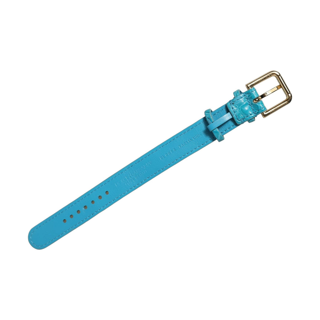 Dolce & Gabbana Turquoise Texture Leather Gold Buckle Belt Strap Bracelet