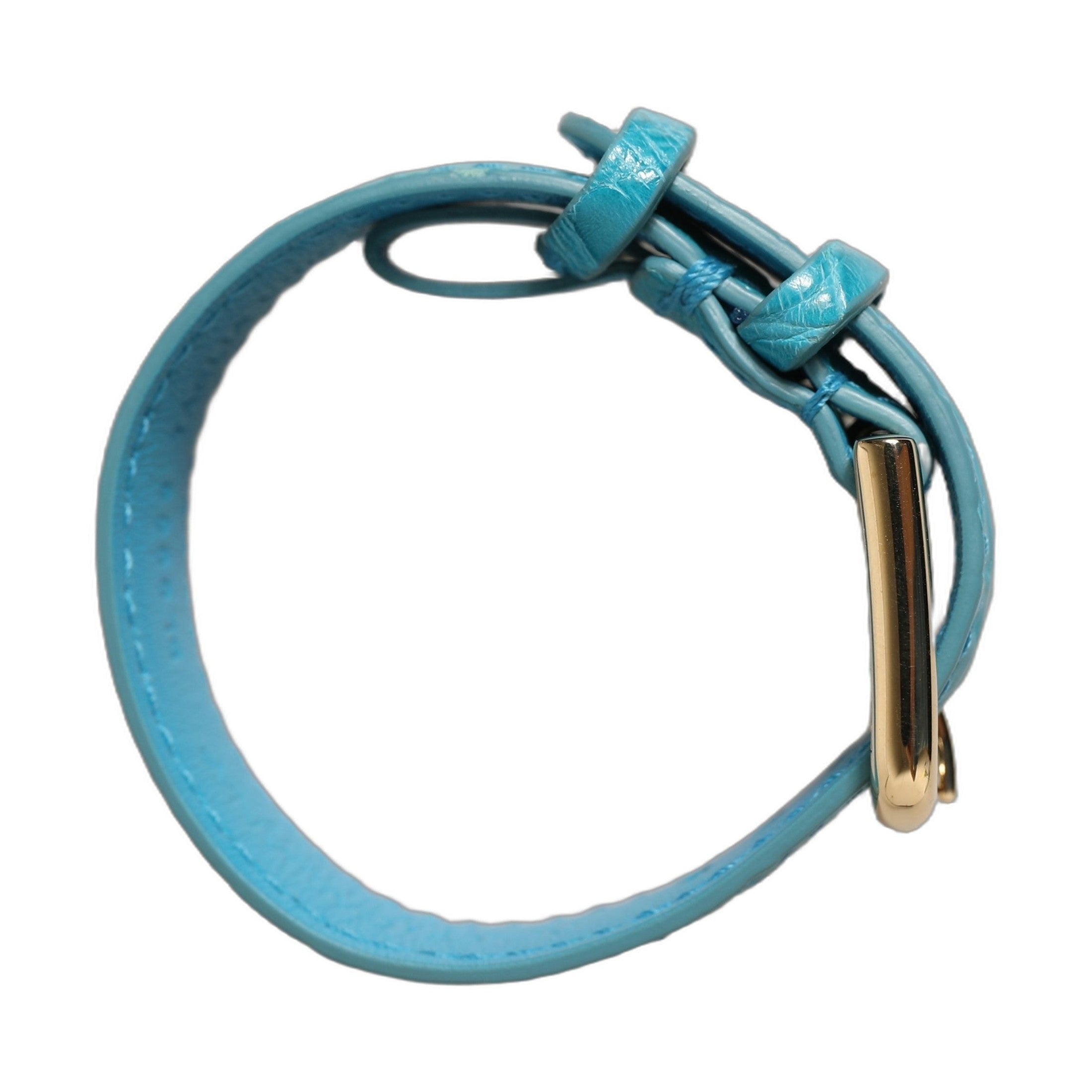 Dolce & Gabbana Turquoise Texture Leather Gold Buckle Belt Strap Bracelet