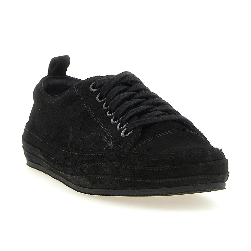 Black Leather Low Top Sneakers