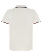 Moncler White Cotton Polo Shirt