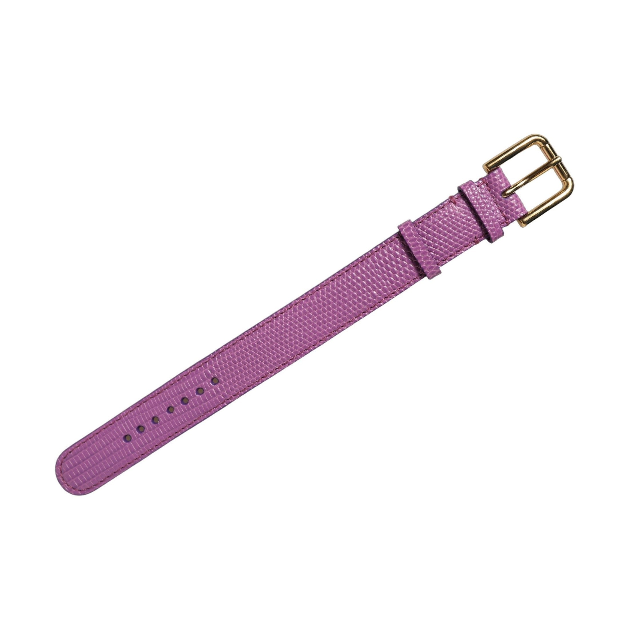 Dolce & Gabbana Purple Textured Leather Gold Buckle Belt Strap Bracelet