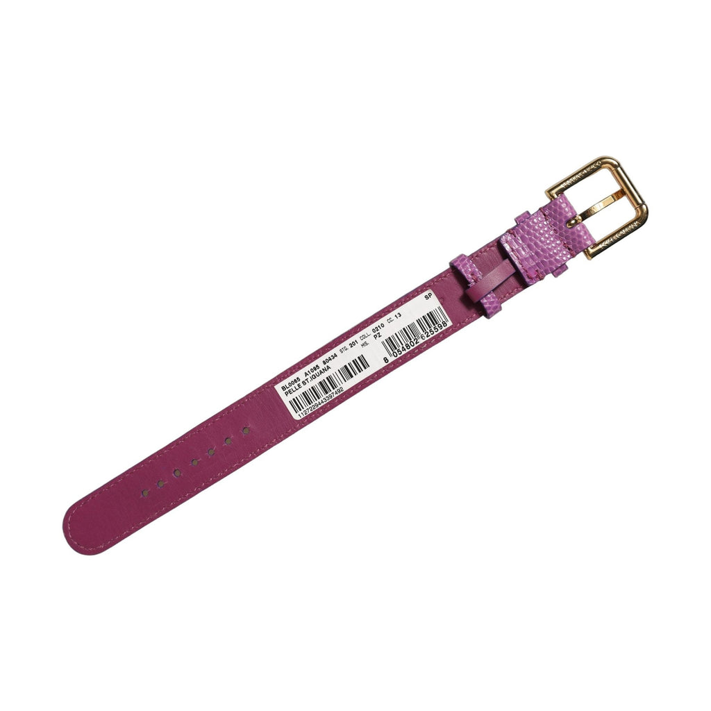 Dolce & Gabbana Purple Textured Leather Gold Buckle Belt Strap Bracelet