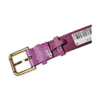 Dolce & Gabbana Purple Textured Leather Gold Buckle Belt Strap Bracelet