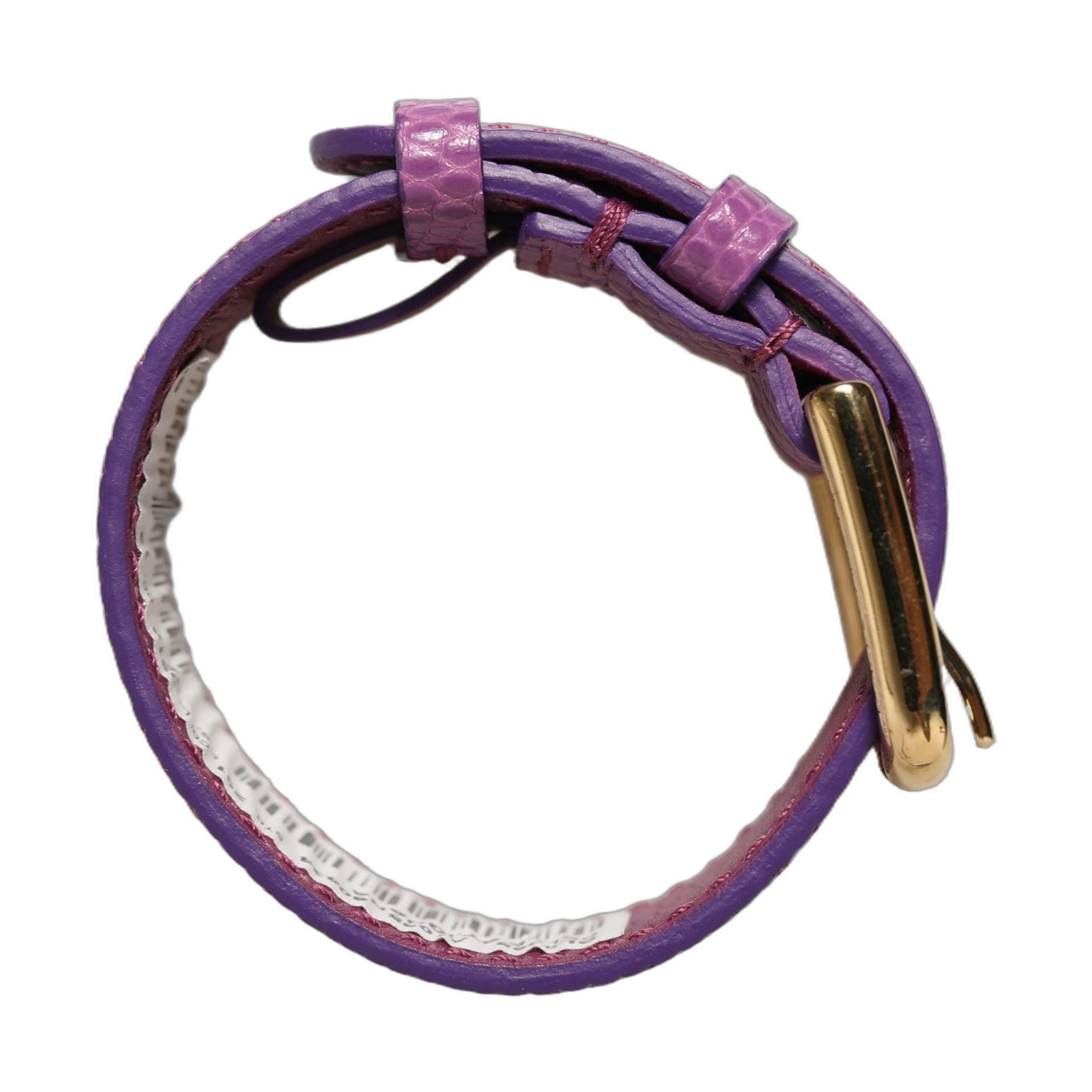 Dolce & Gabbana Purple Textured Leather Gold Buckle Belt Strap Bracelet