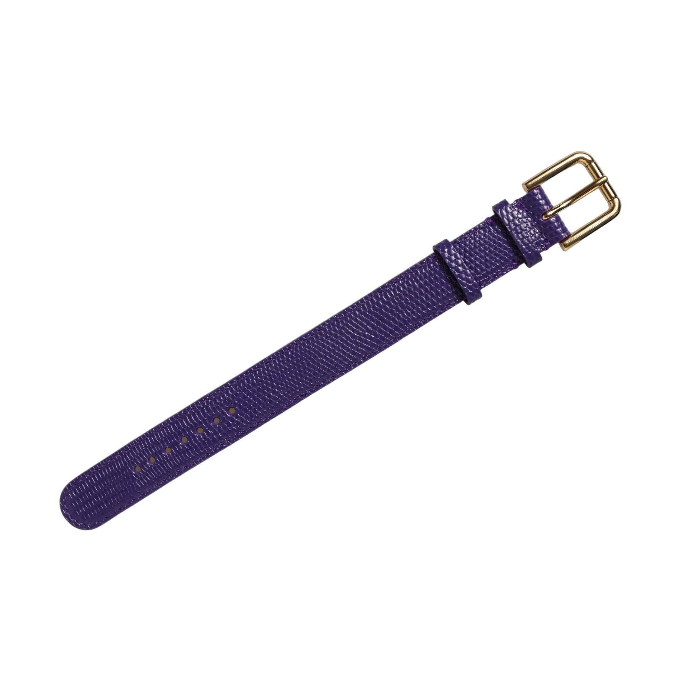 Dolce & Gabbana Violet Textured Leather Gold Buckle Belt Strap Bracelet