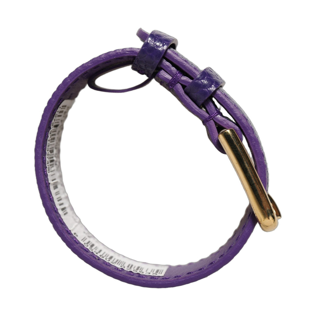 Dolce & Gabbana Violet Textured Leather Gold Buckle Belt Strap Bracelet