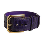 Dolce & Gabbana Violet Embossed Leather Gold Buckle Belt Strap Bracelet