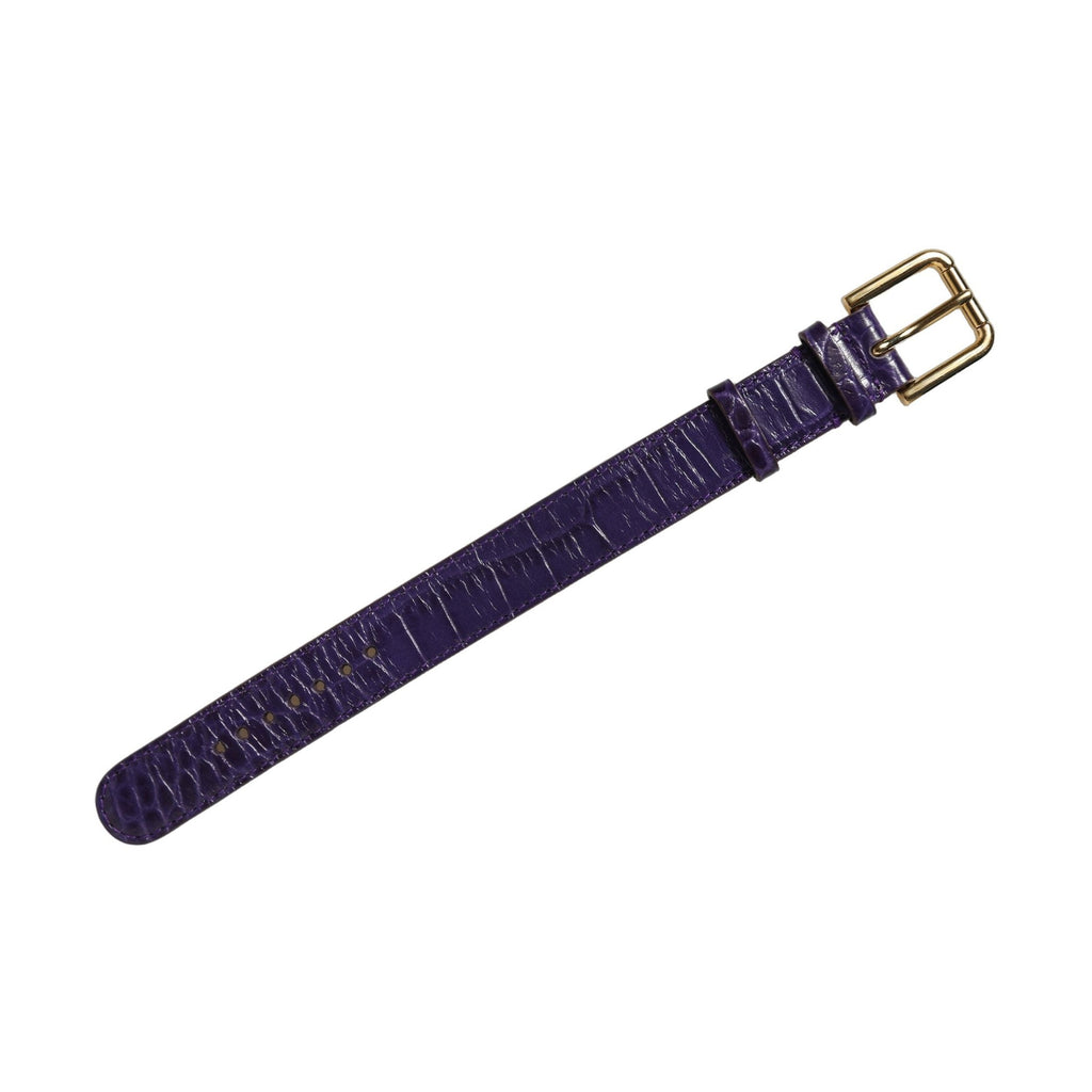 Dolce & Gabbana Violet Embossed Leather Gold Buckle Belt Strap Bracelet