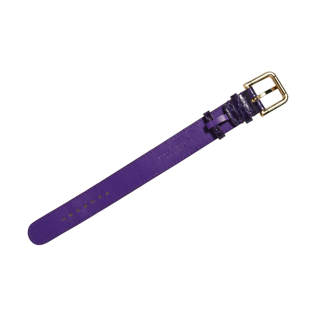 Dolce & Gabbana Violet Embossed Leather Gold Buckle Belt Strap Bracelet
