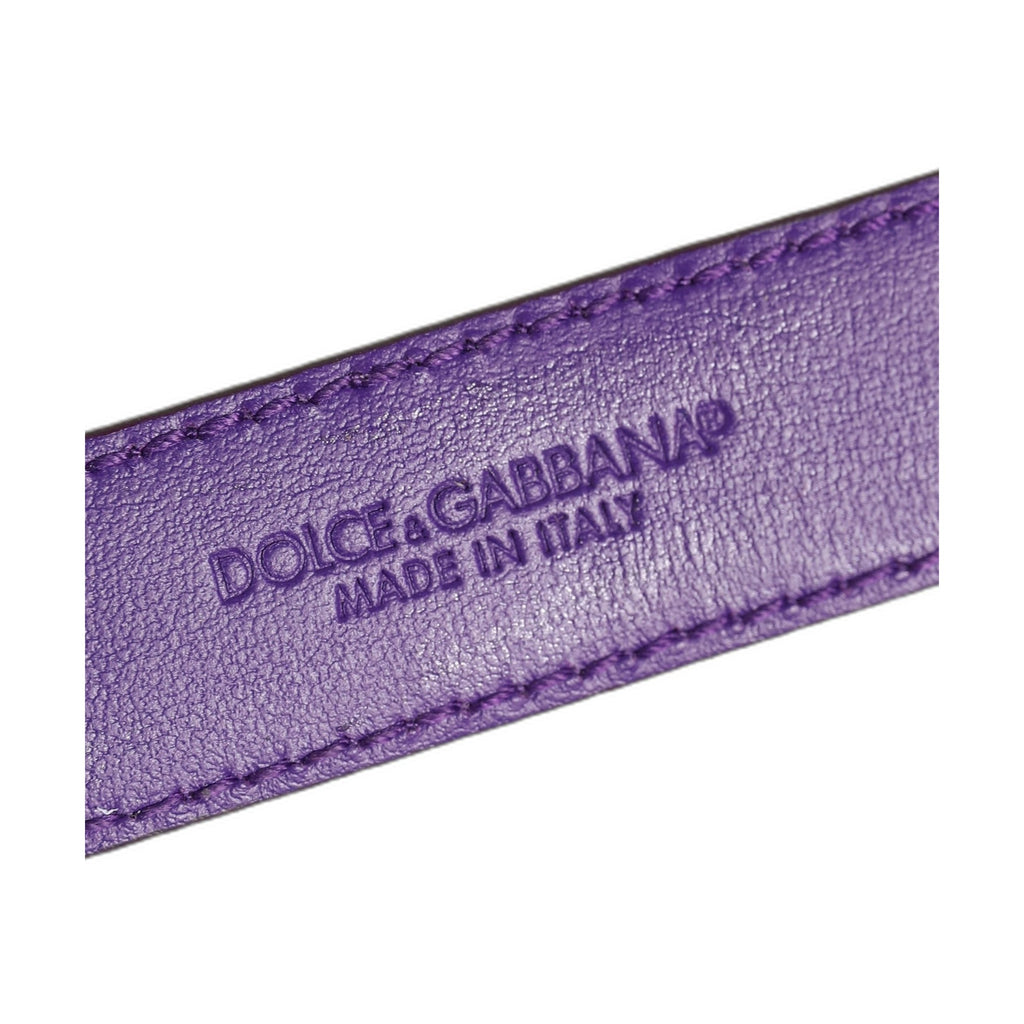 Dolce & Gabbana Violet Embossed Leather Gold Buckle Belt Strap Bracelet