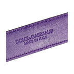 Dolce & Gabbana Violet Embossed Leather Gold Buckle Belt Strap Bracelet