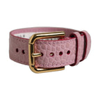 Dolce & Gabbana Pink Embossed Leather Gold Buckle Belt Strap Bracelet