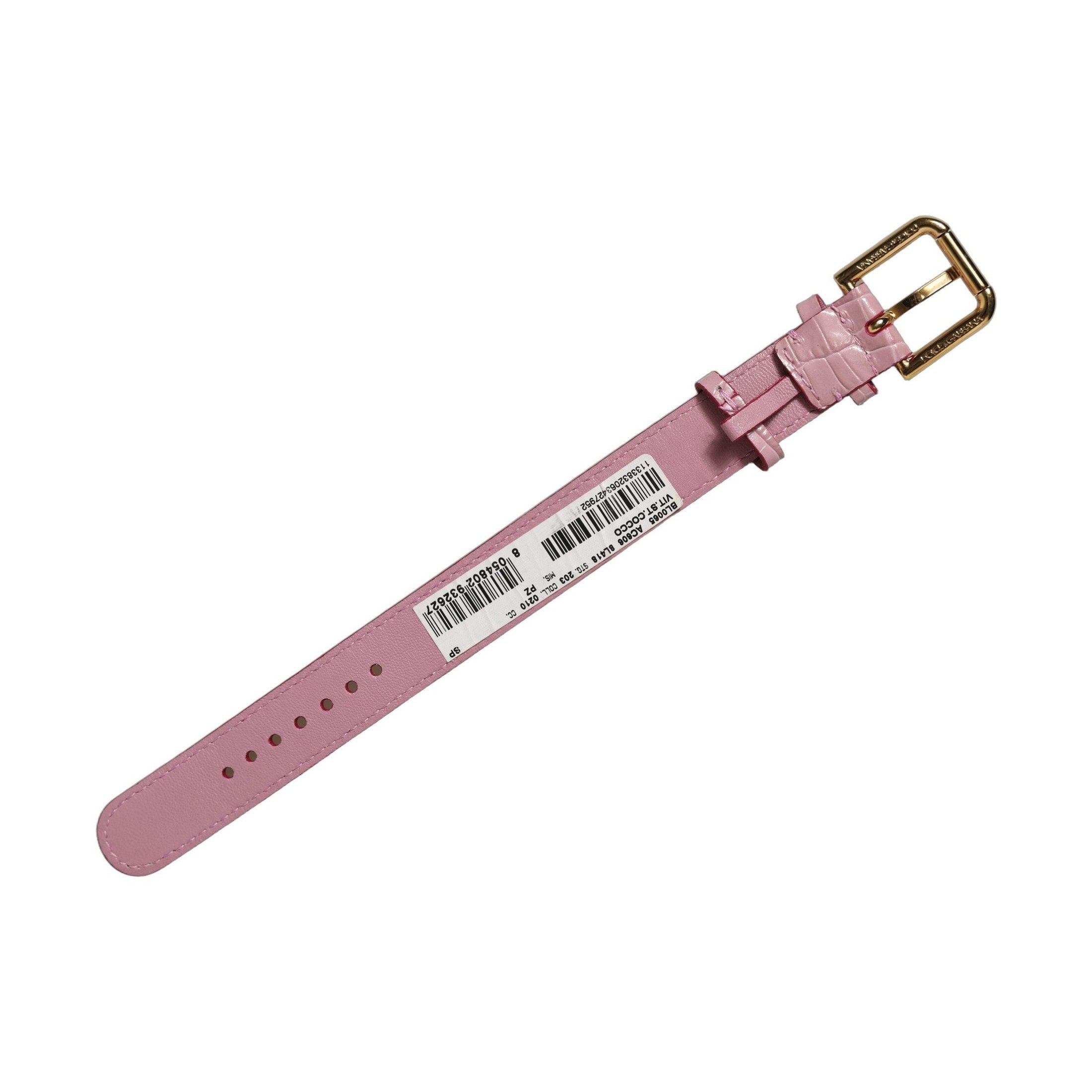 Dolce & Gabbana Pink Embossed Leather Gold Buckle Belt Strap Bracelet
