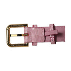 Dolce & Gabbana Pink Embossed Leather Gold Buckle Belt Strap Bracelet