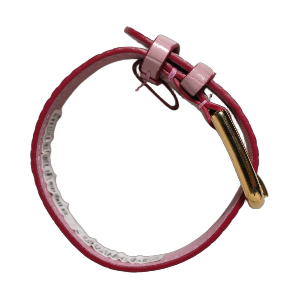 Dolce & Gabbana Pink Embossed Leather Gold Buckle Belt Strap Bracelet