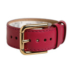 Dolce & Gabbana Red Calfskin Leather Gold Buckle Belt Strap Bracelet