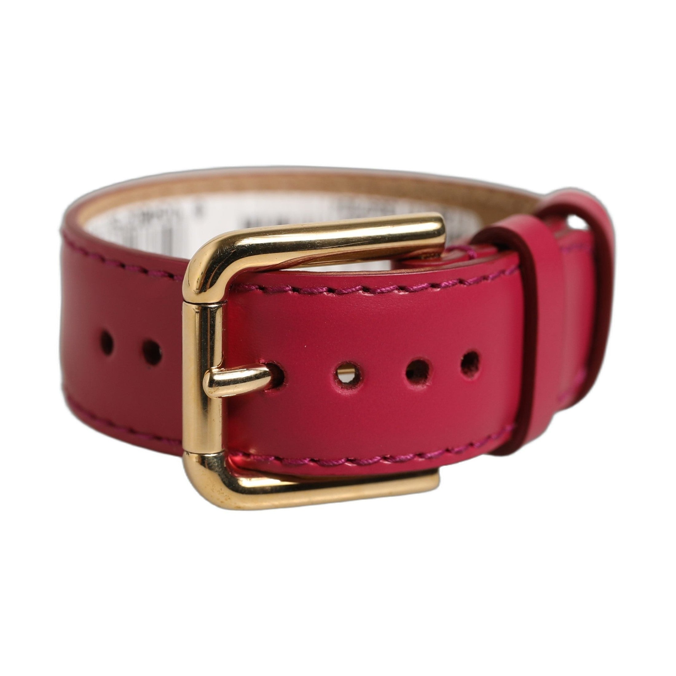 Dolce & Gabbana Red Calfskin Leather Gold Buckle Belt Strap Bracelet