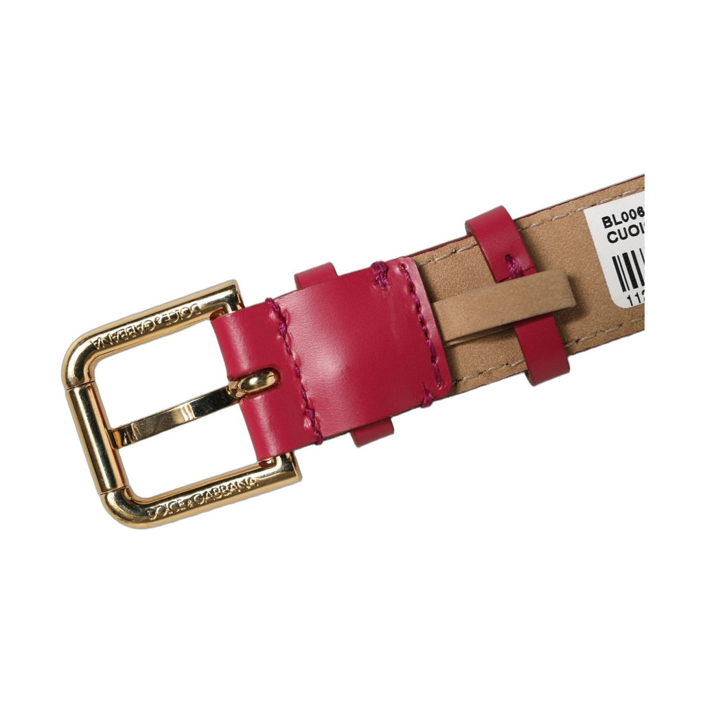Dolce & Gabbana Red Calfskin Leather Gold Buckle Belt Strap Bracelet
