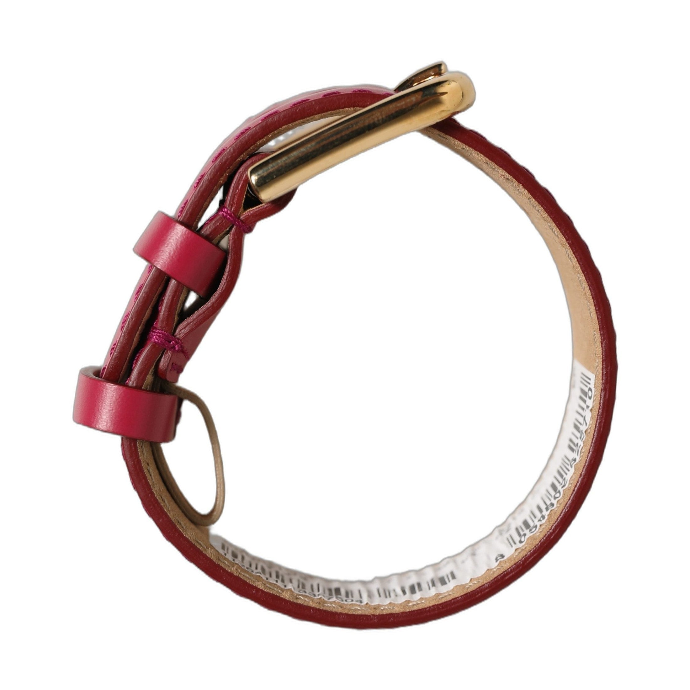 Dolce & Gabbana Red Calfskin Leather Gold Buckle Belt Strap Bracelet