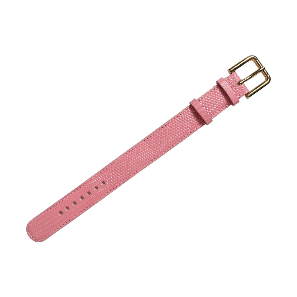 Dolce & Gabbana Pink Textured Leather Gold Buckle Belt Strap Bracelet