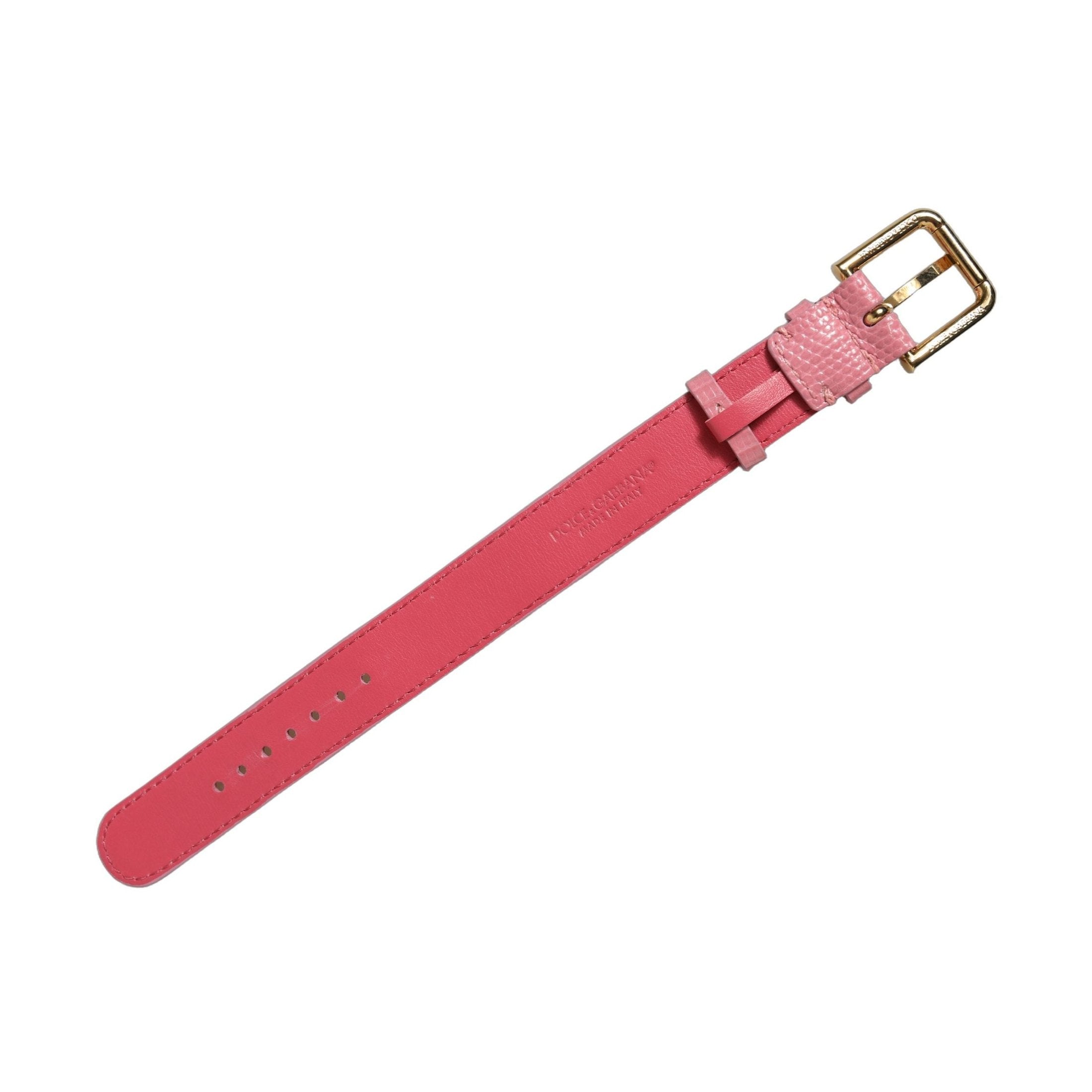 Dolce & Gabbana Pink Textured Leather Gold Buckle Belt Strap Bracelet