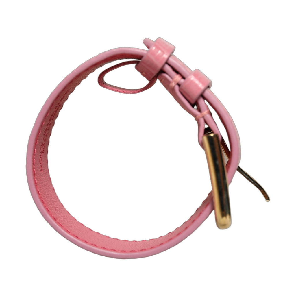 Dolce & Gabbana Pink Textured Leather Gold Buckle Belt Strap Bracelet