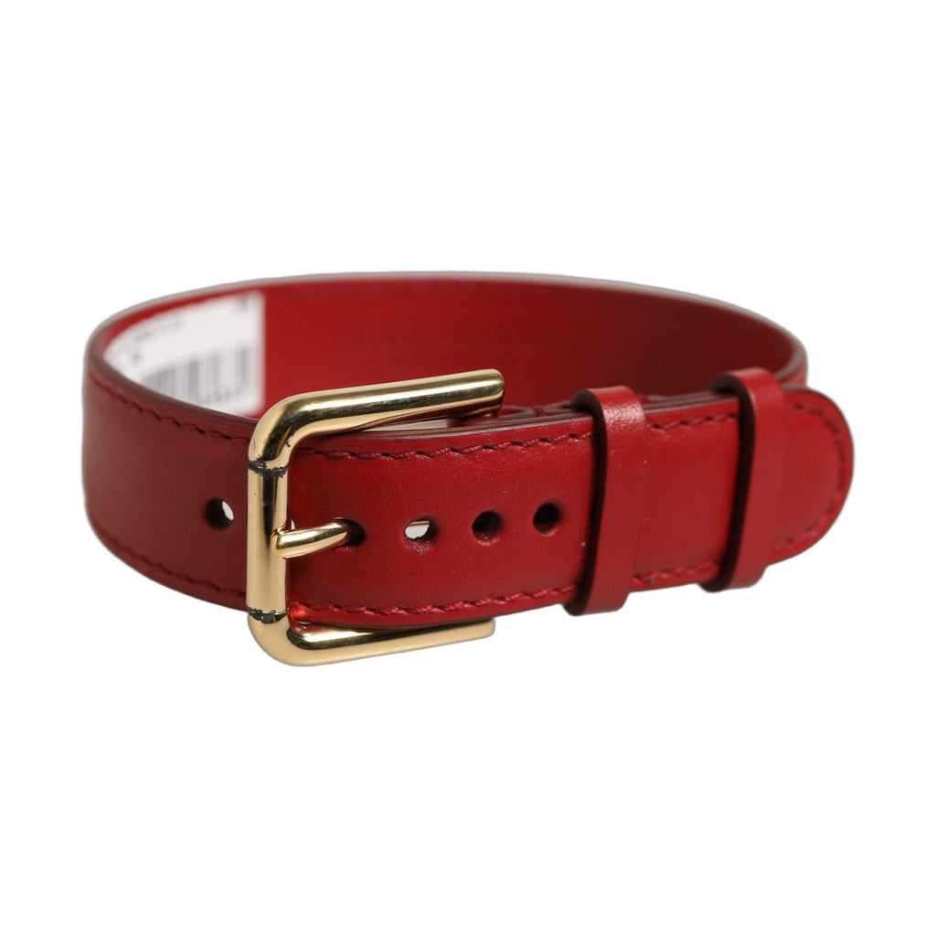 Dolce & Gabbana Red Calfskin Leather Gold Buckle Belt Strap Bracelet