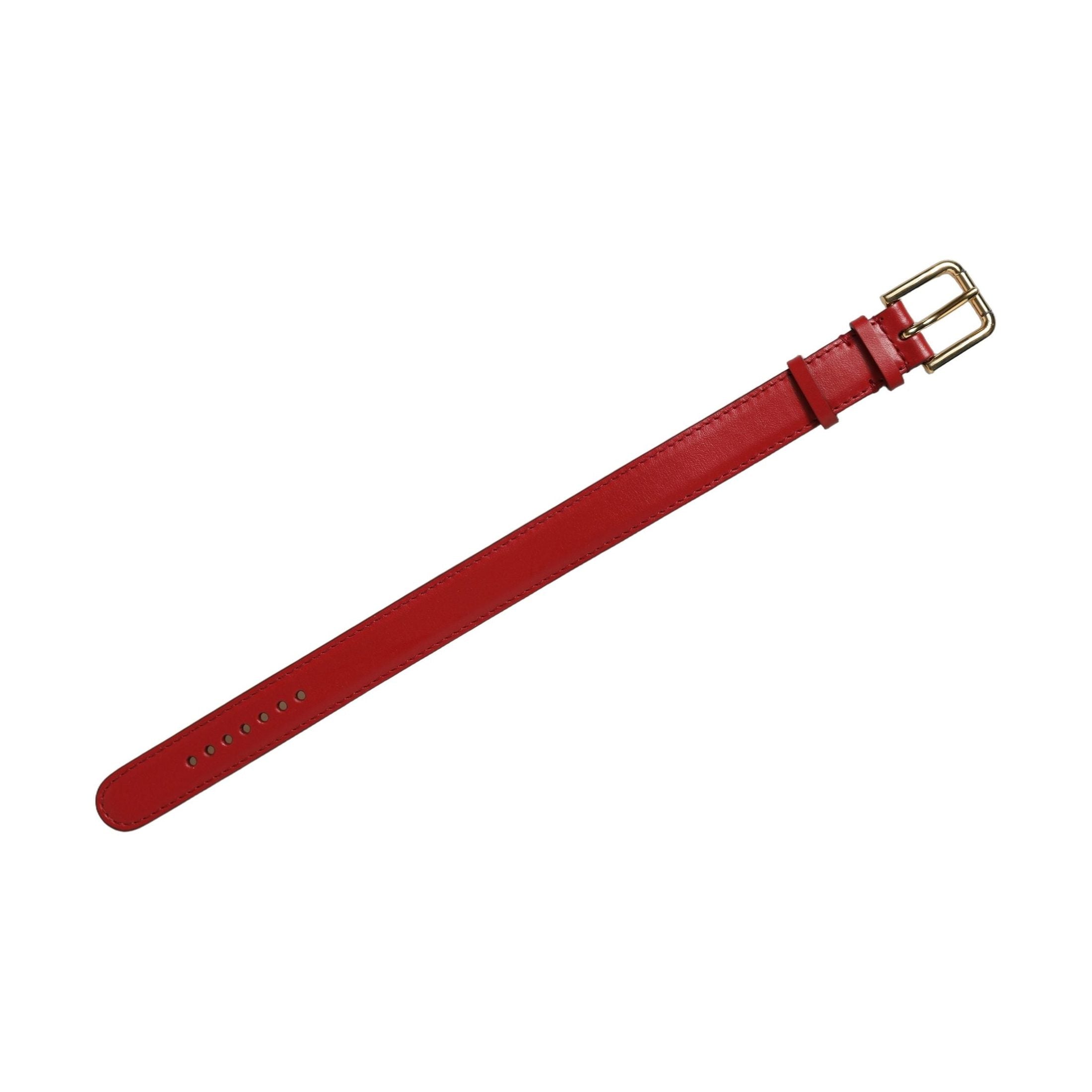 Dolce & Gabbana Red Calfskin Leather Gold Buckle Belt Strap Bracelet