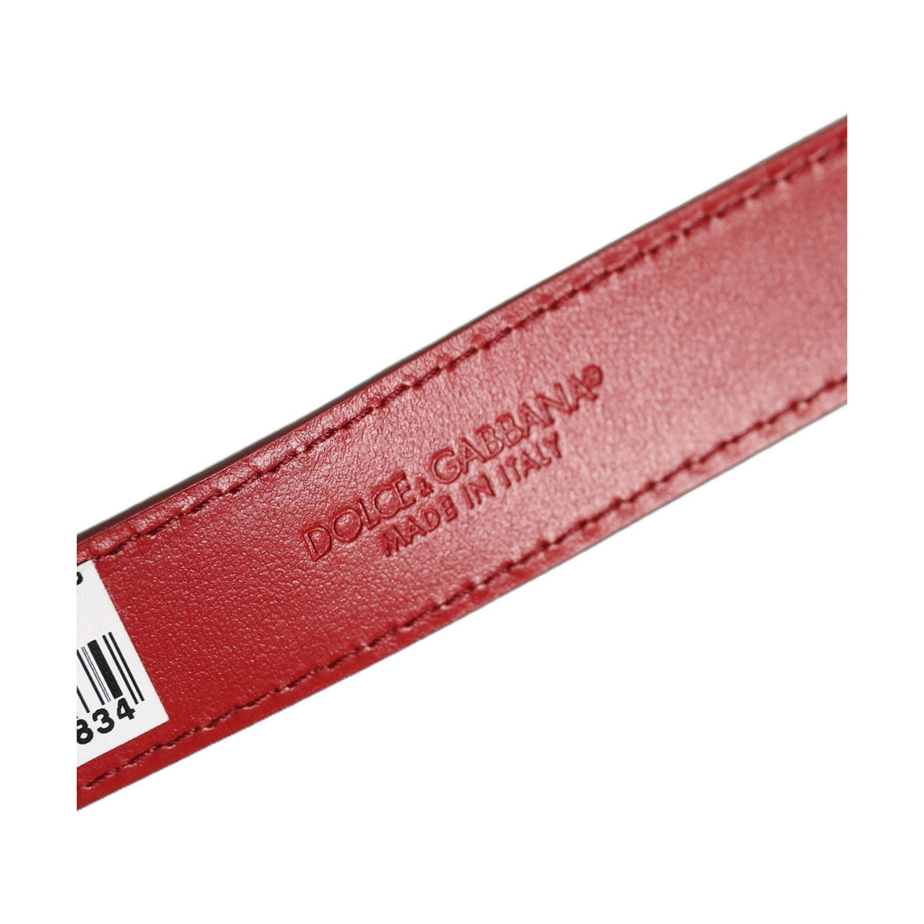 Dolce & Gabbana Red Calfskin Leather Gold Buckle Belt Strap Bracelet