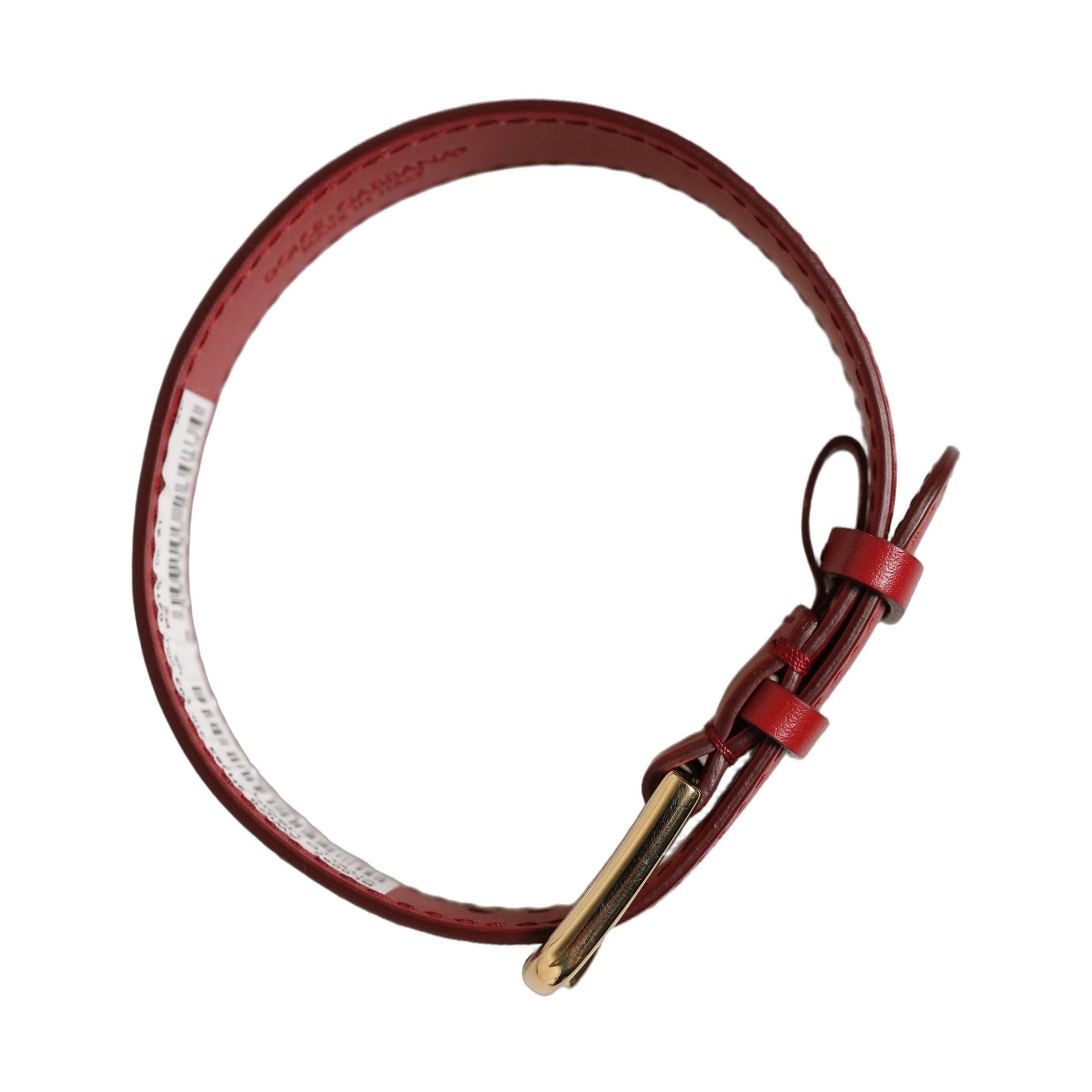 Dolce & Gabbana Red Calfskin Leather Gold Buckle Belt Strap Bracelet