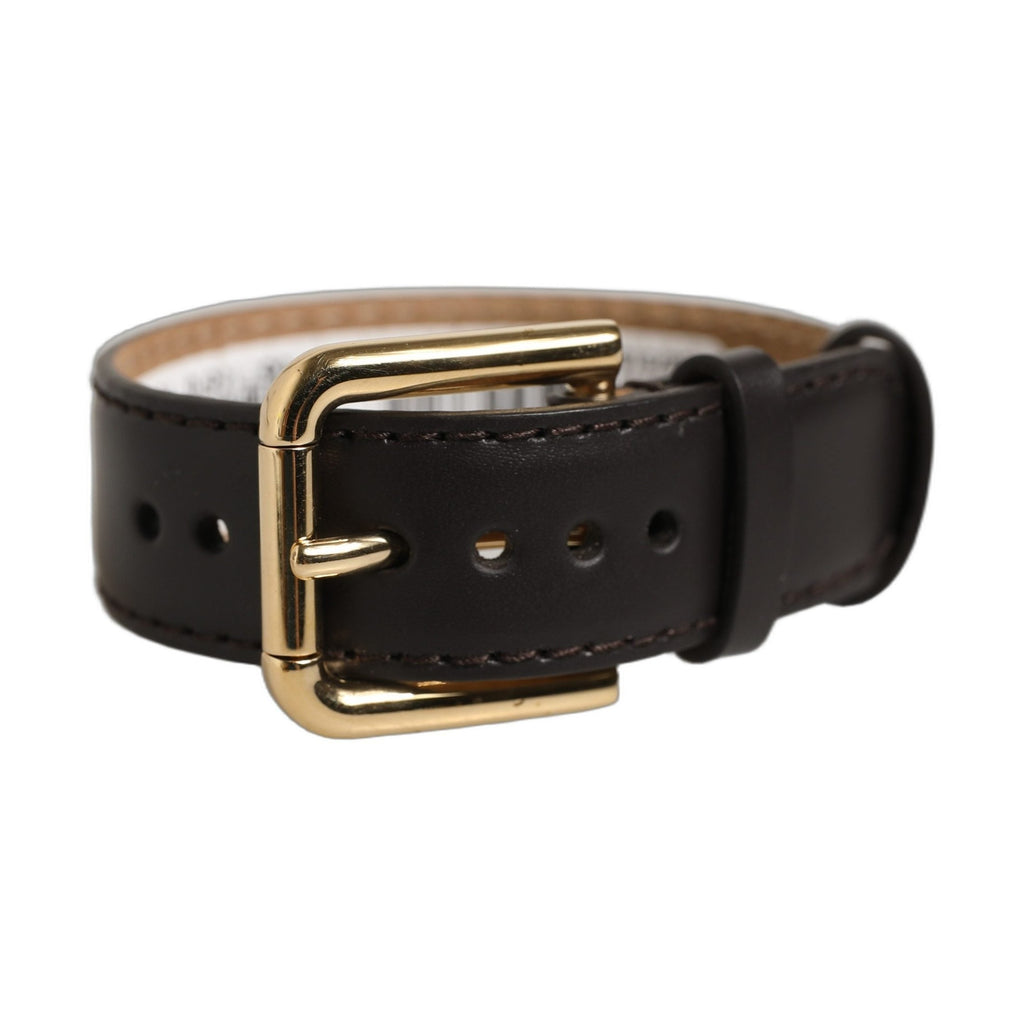 Dolce & Gabbana Black Calfskin Leather Gold Buckle Belt Strap Bracelet