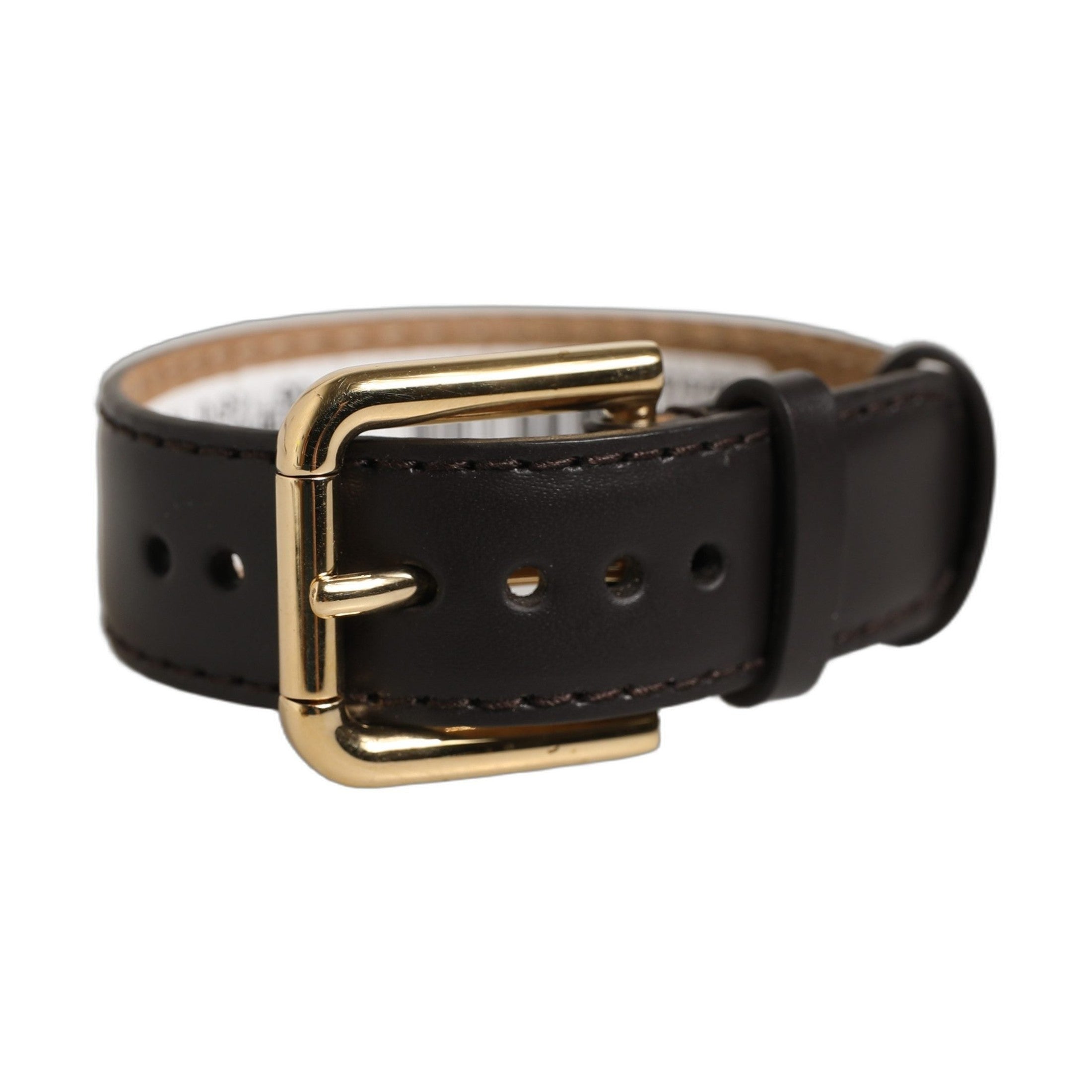Dolce & Gabbana Black Calfskin Leather Gold Buckle Belt Strap Bracelet