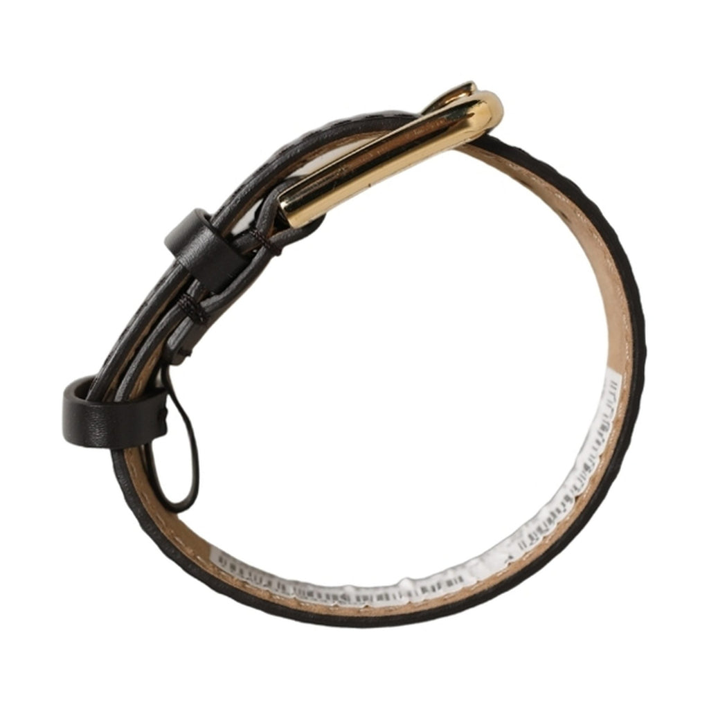 Dolce & Gabbana Black Calfskin Leather Gold Buckle Belt Strap Bracelet