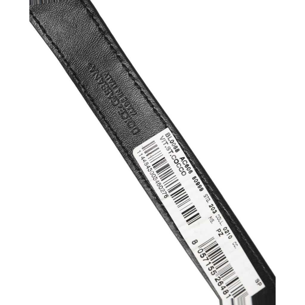 Dolce & Gabbana Black Textured Leather Gold Buckle Belt Strap Bracelet